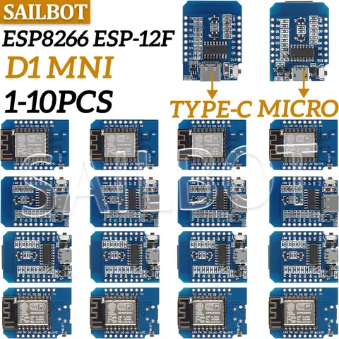 1. **호환성**: C HAT Pi5-PCIe 어댑터는 Raspberry Pi 5와 완벽하게 호환되어 M.2 NVMe SSD를 쉽게 연결하고 사용할 수 있습니다. 1-10PCS WeMos D1 미니 TYPE-C/마이크로 USB ESP8266 ESP-12F CH340G V2 모듈 WiFi D1 미니 개발 보드 Arduino 용 핀이있는 3.3V