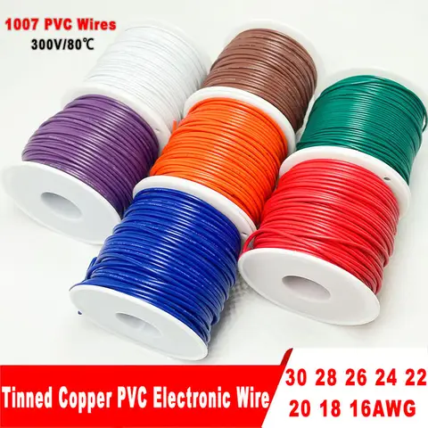 Go To 자세히 둘러보기 1007 PVC 전자 스풀 30awg 28awg 26awg 24awg 22 20 18 16awg 전자 제품, DIY 프로젝트, 자동차용 주석 도금 구리 와이어