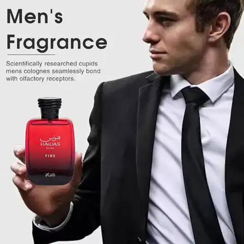 자세히 둘러보기 100ml Hawas Fire Men EDP 스프레이 오래 지속되는 시그니처 프리미엄 아라비안 우아함 상쾌한 고급스러운 남성 오 드 퍼퓸