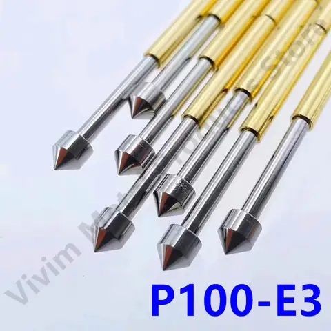 Go To 자세히 둘러보기 100pcs 포고 핀 P100-E3 스프링 테스트 프로브 회로 보드 니켈 도금 바늘 헤드 직경 1.8mm 길이 33.35mm 테스트 도구
