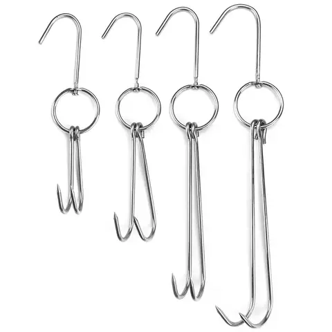 1PCS 오리 정육점 고기 가공 건조 흡연 옷걸이 스테인레스 스틸 베이컨 후크 바베큐 보관 옷걸이 빵 후크 도구
