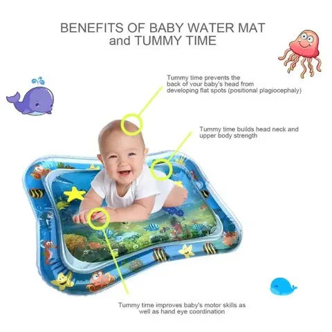 Go To 자세히 둘러보기 1pc 아기 풍선 PVC 쿠션, 물 놀이 매트 장난감, 유아 배꼽 시간 Playmat, 어린이 조기 교육 활동 장난감 개발