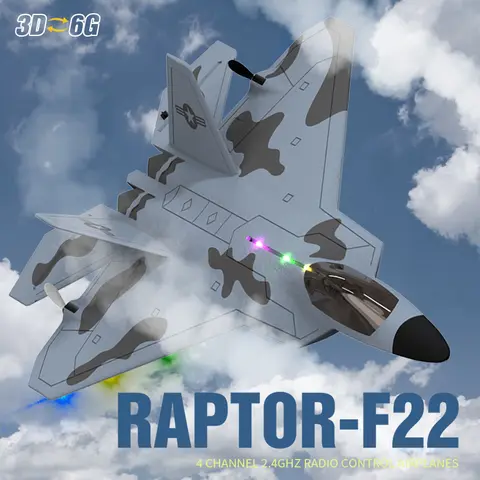 자세히 둘러보기 2024 새로운 F22S 2.4G 4CH 3D6G RC 비행기 랩터 F22 전투기 WLtoys A180 업그레이드 버전 자이로 스코프 아웃 도어 완구가있는 LED 라이트