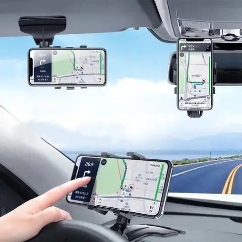 Go To 자세히 둘러보기 3 in 1 자동차 전화 홀더 대시 보드 백미러 휴대 전화 GPS 네비게이션 브래킷 iPhone 15 용 조정 가능한 자동 전화 홀더