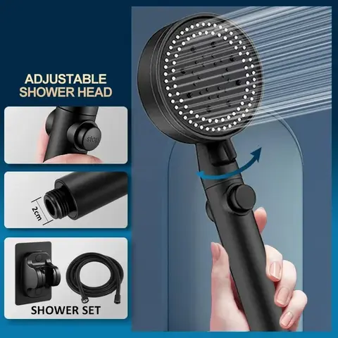 1. **조정 가능한 모드**: 135mm 빅 패널 샤워 헤드는 3가지 샤워 모드를 제공하여 사용자가 필요에 맞게 물의 흐름과 강도를 조절할 수 있습니다. 각 모드는 다양한 욕실 경험을 제공하며, 욕조 마사지 효과를 더해줍니다. 5가지 모드의 다기능 부스터 샤워 헤드, 조절 가능한 대형 워터 샤워기, 원터치 정수 기능이 있는 절수 노즐