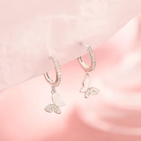 Go To 자세히 둘러보기 925 스털링 실버 스터드 귀걸이 빈티지 나비 지르콘 수제 귀걸이 파티 액세서리 보석 선물