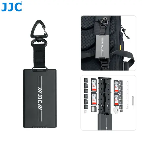 Go To 자세히 둘러보기 JJC 팝업 디자인 SD 카드 케이스 Microsd 카드 홀더 4 SD + 12 마이크로 SD/TF + 2 나노 SIM/NM 카드 용 휴대용 금속 메모리 카드 상자