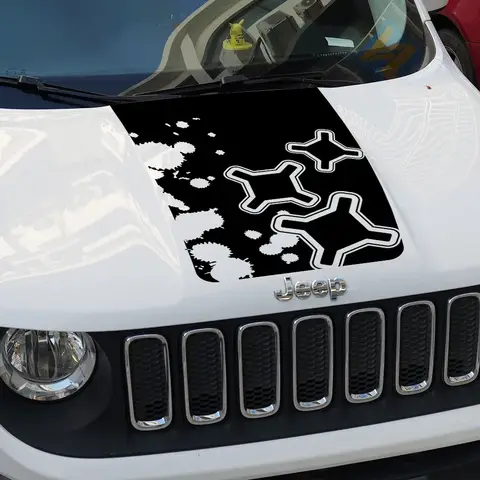 자세히 둘러보기 Jeep Renegade 2016 2017 2018 2020 2021 2022 2023 자동차 후드 커버 엔진 스티커 스타 오프로드 비닐 데칼 튜닝 액세서리