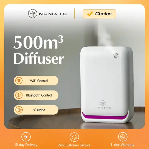 자세히 둘러보기 NAMSTE 500m ³ 대형 룸 아로마 테라피 기계 스마트 WiFi 제어 홈 향수 디퓨저 400ML 용량 전문 디퓨저 10W