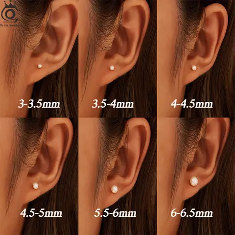 Go To 자세히 둘러보기 ORSA JEWELS 미니멀리즘 1 쌍 담수 진주 귀 스터드 진짜 진주 스터드 귀걸이 925 실버 라운드 천연 진주 귀 스터드 GPE104