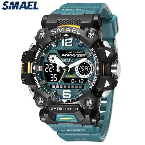 Go To 자세히 둘러보기 SMAEL 8072 남성용 방수 시계 Janpenese Quartz Chronograph 헤비 듀티 시계 남성용 알람 전자 손목 시계 reloj de hombre