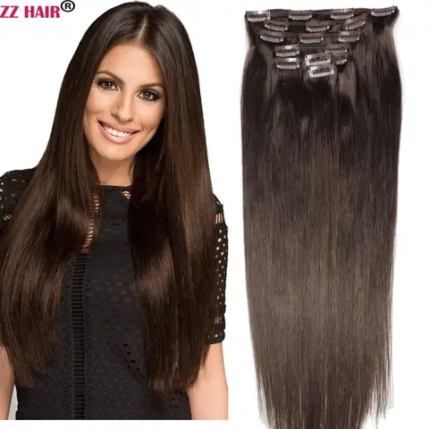 자세히 둘러보기 ZZHAIR 클립 100% 인간의 머리카락 확장 16