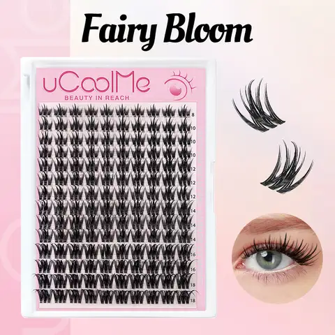 Go To 자세히 둘러보기 uCoolMe 속눈썹 페어리 블룸 0.05mm 140pcs 전경 자연 더 넓은 스팬 클러스터 DIY C 컬 개별 8-18mm 만화 속눈썹 확장