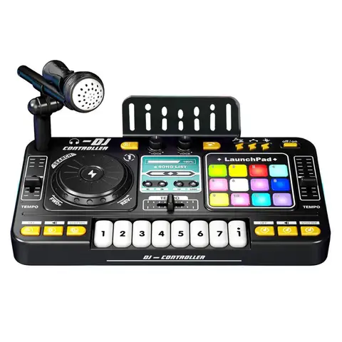 Go To 자세히 둘러보기 가벼운 노래 효과가 있는 DJ 믹서 전자 음악 컨트롤러 믹싱 시스템 휴대폰 및 마이크와 호환 가능 DJ 믹서