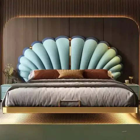 Go To 자세히 둘러보기 공주 침실 더블 침대 방수 이탈리아 럭셔리 프레임 더블 침대 플랫폼 나무 현대 Camas De Dormitorio 가구