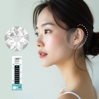 자세히 보기 니들캣 엣지 쥬얼리 귀지압패치 귀 혈자리 이혈 기석 지압 스티커, 크리스탈_M(3.0mm), 1세트