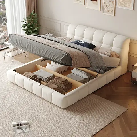 Go To 자세히 둘러보기 독특한 북유럽 흰색 더블 침대 프레임 간단한 현대 성인 침대 공주 여왕 포스트 모던 Muebles Para El Hogar 호텔 가구