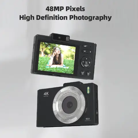 Go To 자세히 둘러보기 디지털 카메라 4K HD 비디오 48MP 사진 자동 초점 학생 카메라 일일 사진 녹화 32G 메모리 카드 4K 학생 카메라