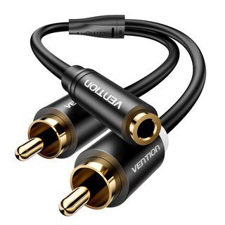 자세히 보기 벤션 3.5mm F to 2RCA 오디오 케이블 블랙 1m, VAB-R01, 1개