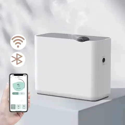 자세히 둘러보기 벽걸이형 아로마 향 디퓨저 800ml 무수 에센셜 오일 디퓨저 Wifi 블루투스 제어 호텔용 공기 향기 기계