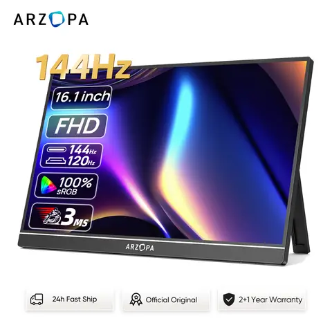 자세히 둘러보기 새로운 ARZOPA 16.1인치 144hz 1080P 100% sRGB FHD 휴대용 게임 모니터 스위치, Xbox,PS5,노트북,PC,Mac Z1FC용 HDR 두 번째 화면