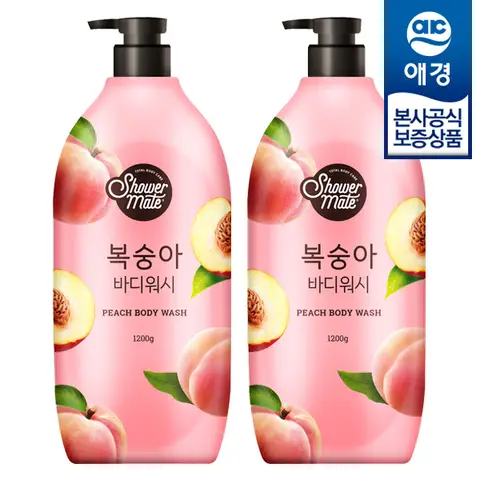 [애경]샤워메이트 내추럴 바디워시 복숭아 1.2kg x2개