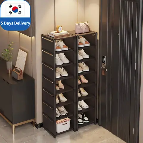 자세히 둘러보기 여러 레이어 신발 주최자 신발 랙 주최자 벽 코너 용 공간 절약 랙 쌓을 수있는 선반 조정 가능한 절약 캐비닛