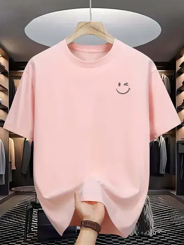 Go To 자세히 둘러보기 여름 남성 100% 코튼 캐주얼 루즈핏 대문자 프린트 라운드 넥 반팔 티셔츠 탑 하이 스트리트 유니섹스 스타일