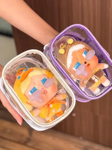 자세히 둘러보기 일본식 투명 인형 캐리어 가방 Cry Baby Doll 보관 방진 가방 앉아 인형 파티 장난감 액세서리 어린이를위한