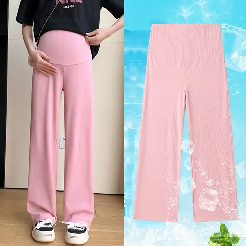 자세히 둘러보기 출산 궁전 바지 넓은 다리 바지 Drawstring 허리 흐르는 스트레이트 컷 경량 여성 임신 카프리 의상