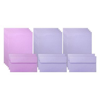 자세히 보기 투영디자인 레인보우 파스텔 편지지 12p + 봉투 6p 세트, 퍼플, 1세트